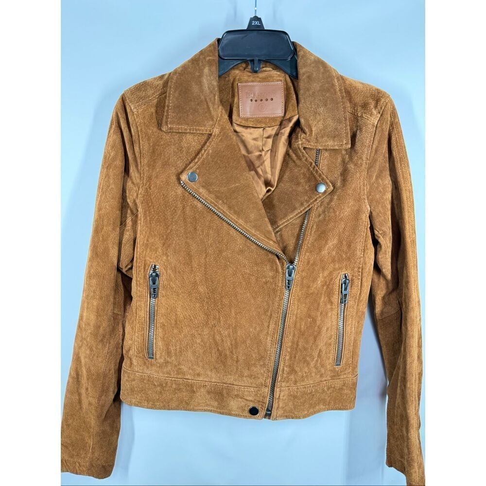 Blanknyc leather moto jacket orange brown color size small